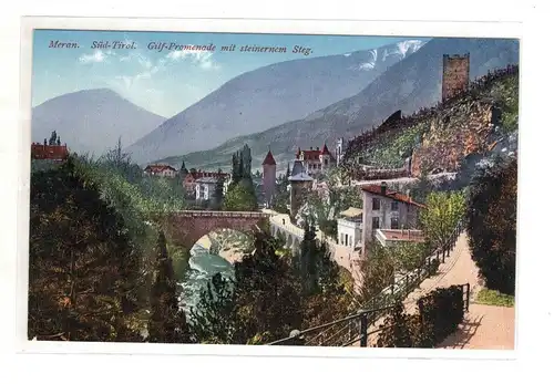 AK Italien Merano Meran Südtirol Gilf - Promenade mit steinernen Weg