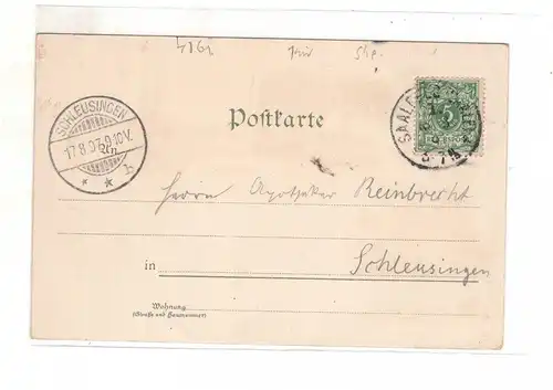 AK Thüringen ; Saalfeld - Marktplatz - Bad Sommerstein Lithographie 1897