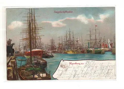 AK Hamburg ; Segelschiffhafen 1903 Segelschiff