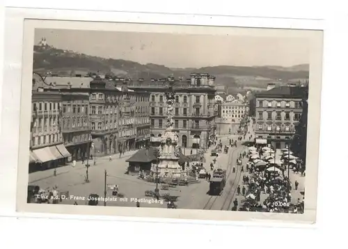 AK Österreich ; Linz an der Donau Franz-Josefplatz mit Pöstlingberg