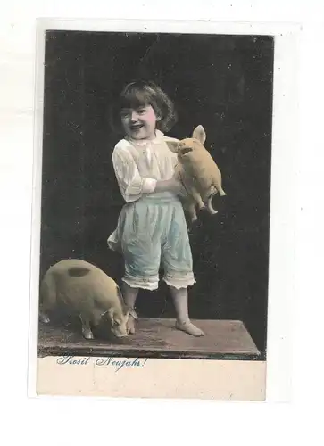 AK Prosit Neujahr ; Kind mit Glücks Schwein 1906