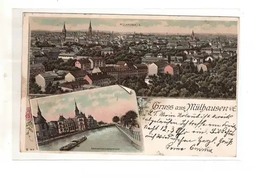 AK Mühlhausen Elsass-Lothringen Frankreich gelaufen nach Coburg 1901