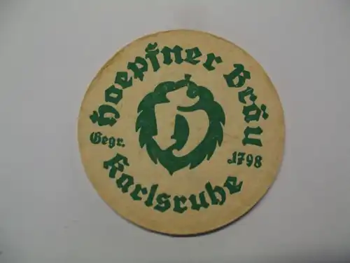 Bierdeckel Brauerei Höpfner Bräu Karlsruhe Dicker Saugdeckel