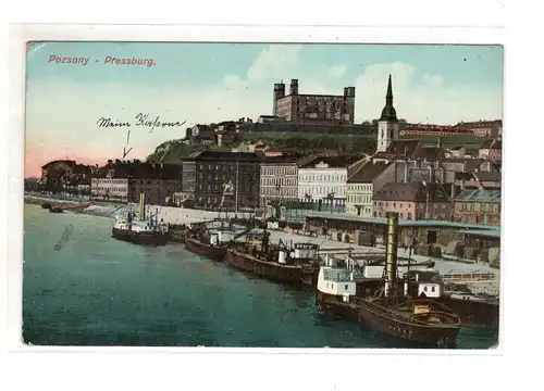 AK Slowakei ; Pressburg - Pozsony - Bratislava Hafen - Dampfer - Schiffe