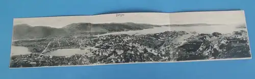 AK Norwegen, Bergen Panorama Karte Klappkarte