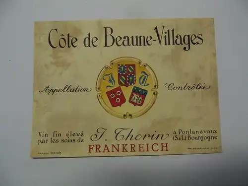 Weinetikett - Wein Etikett Frankreich Cote Beaune Villages