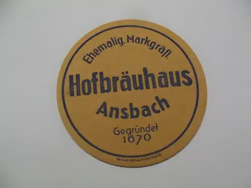 Bierdeckel Brauerei Hofbräuhaus Ansbach