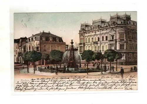 AK Nordrhein Westfahlen ; Aachen Kaiserplatz - Brunnen - 1904