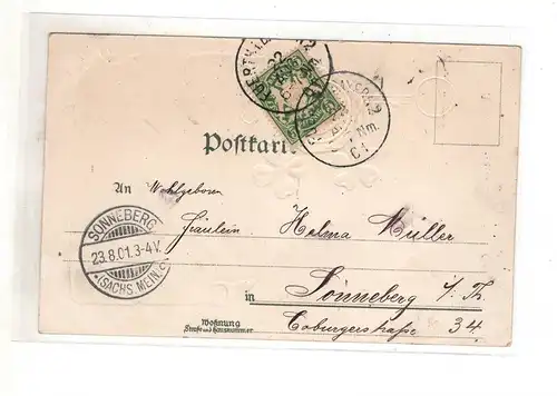AK Bayern ; Fürth Marktplatz Kleeblatt - Hufeisen Glückskarte Mittelfranken 1901