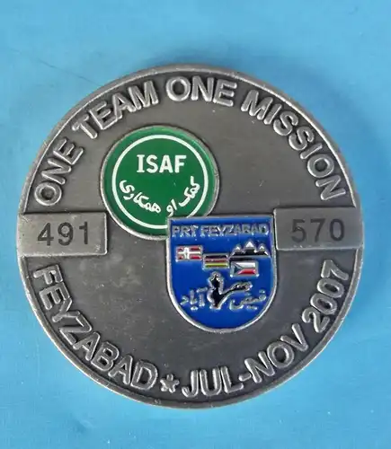 Afghanistan Coin, Original Einsatz Münze One Team one Mission 2007