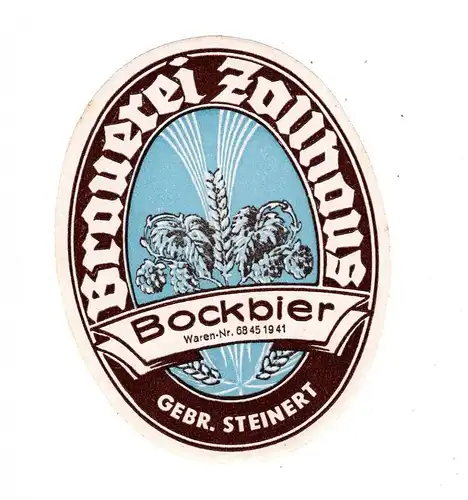 Bier Etikett Brauerei Zollhaus Kamsdorf Saalfeld Thüringen Steinert Bockbier