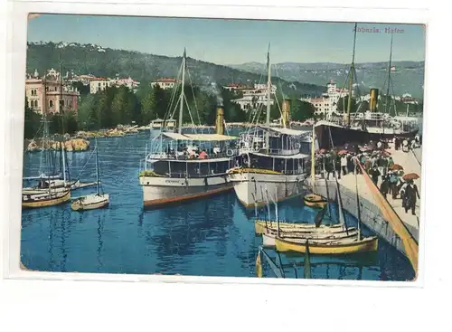 AK Kroatien ;  Abbazia Opatija Hafen Dampfer
