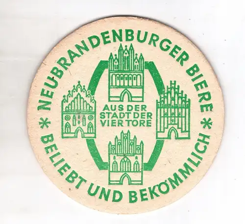 Bierdeckel DDR Brauerei  Neubrandenburg Neubrandenburger Biere