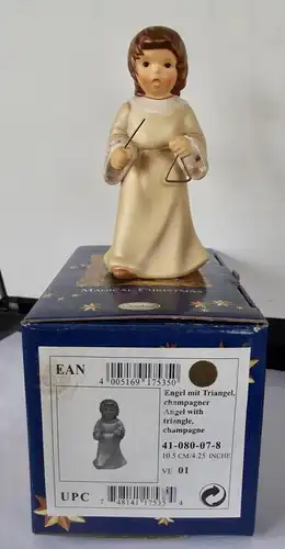 Weihnachten Goebel Engel mit Triangel 10,5 cm OVP Angel with Triangle Champagne