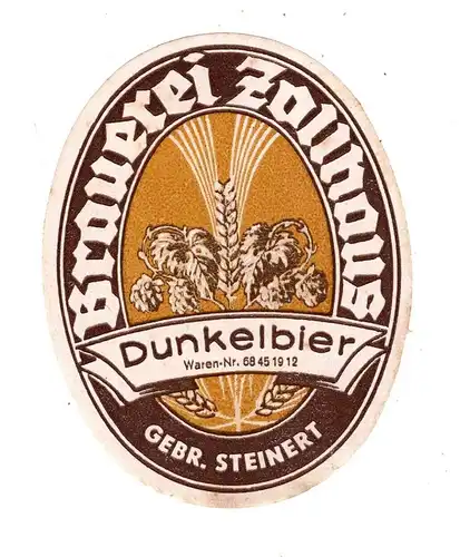 Bier Etikett Brauerei Zollhaus Kamsdorf Saalfeld Thüringen Steinert Dunkelbier