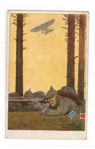 AK Miltiär Kaiserreich Karikatur Leibnitz Keks Soldaten im Schützengraben WK1