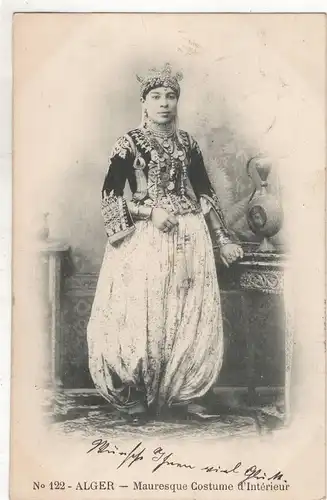 AK Algerien الجزائر  ; Algier Mauresque costume d interieur Maurische Tracht