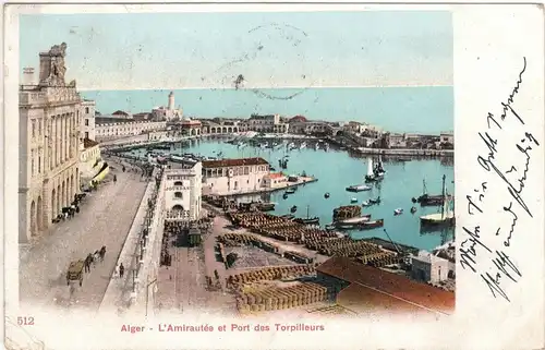 AK Algerien الجزائر  ; Algier Port des Torpilleurs Hafen Ansicht 1904