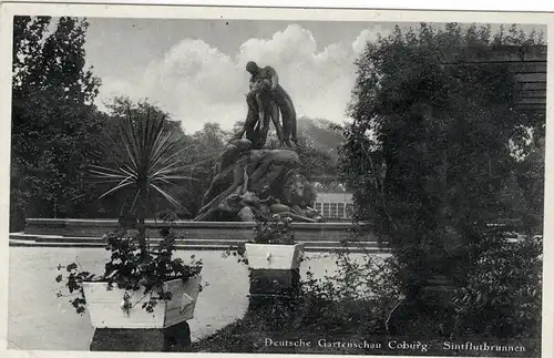 AK Bayern - Coburg Deutsche Gartenschau - Sintflutbrunnen 1938 Parkanlage