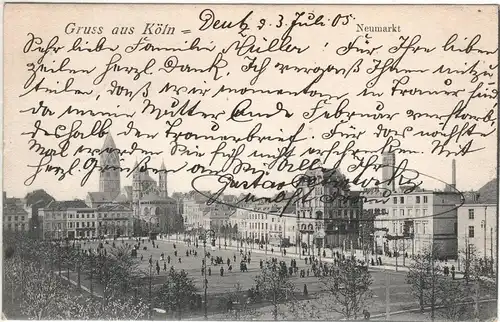 AK NRW ; Köln Neumarkt belebter Platz  mit vielen Menschen 1905
