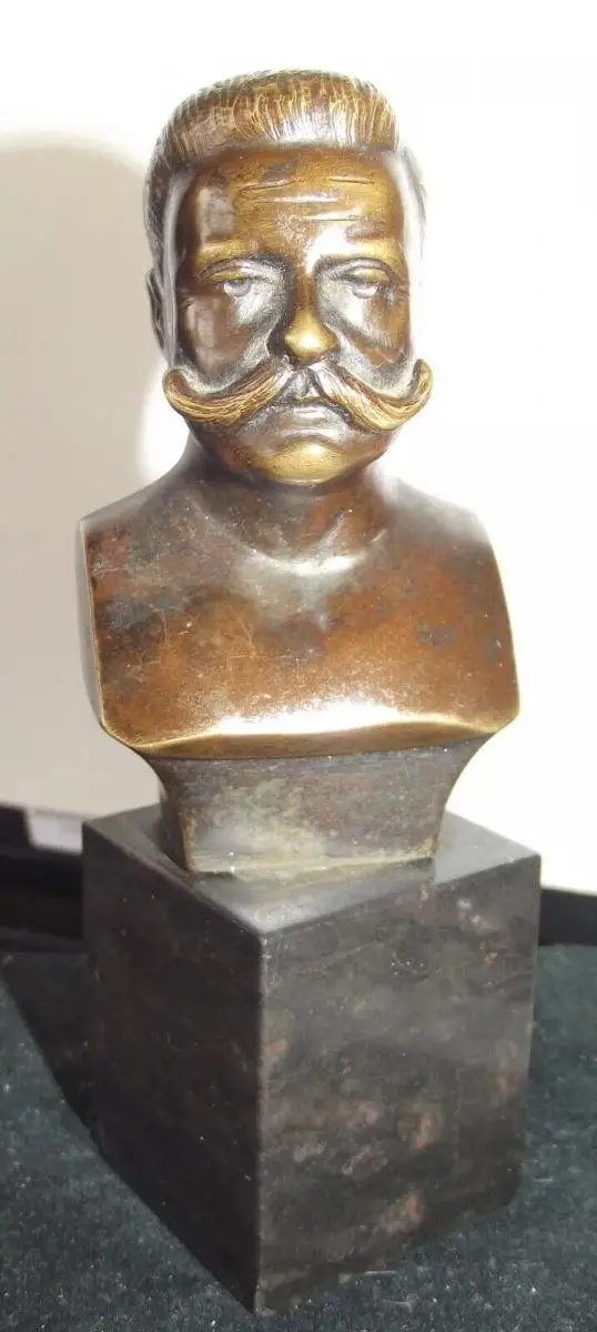 Paul von Hindenburg Bronze Messing Büste mit Sockel 11,5 cm / 509 Gramm signiert 0