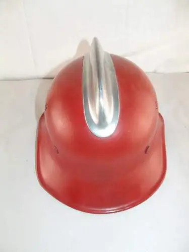Feuerwehr Helm Metall Rot mit Kamm, Gladiator Stahlhelm WK2