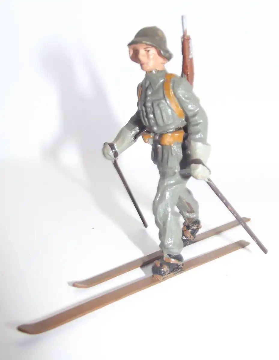Elastolin Lineol Soldat Gebirgsjäger auf Ski Karabiner Militär II. WK2 Spielzeug