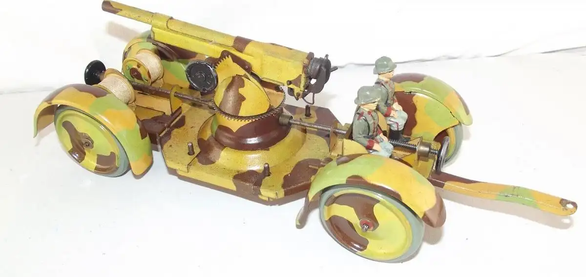 Wehrmacht Blech Anhänger Flak Kanone passend für Lineol Elastolin Militär Selten 0