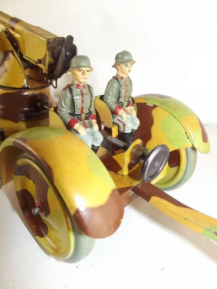 Wehrmacht Blech Anhänger Flak Kanone passend für Lineol Elastolin Militär Selten 1