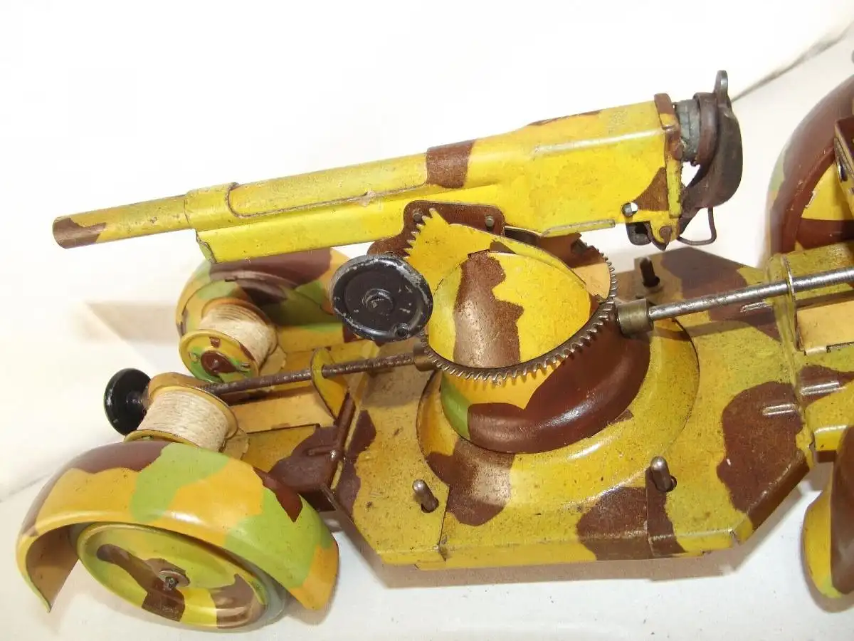 Wehrmacht Blech Anhänger Flak Kanone passend für Lineol Elastolin Militär Selten 2