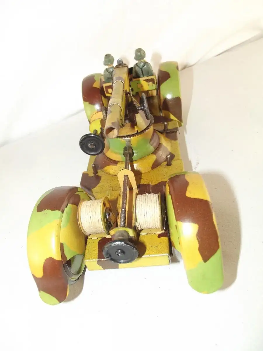 Wehrmacht Blech Anhänger Flak Kanone passend für Lineol Elastolin Militär Selten 3