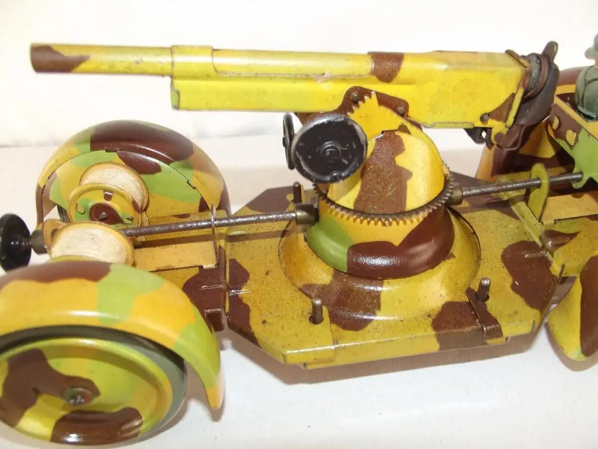 Wehrmacht Blech Anhänger Flak Kanone passend für Lineol Elastolin Militär Selten 5