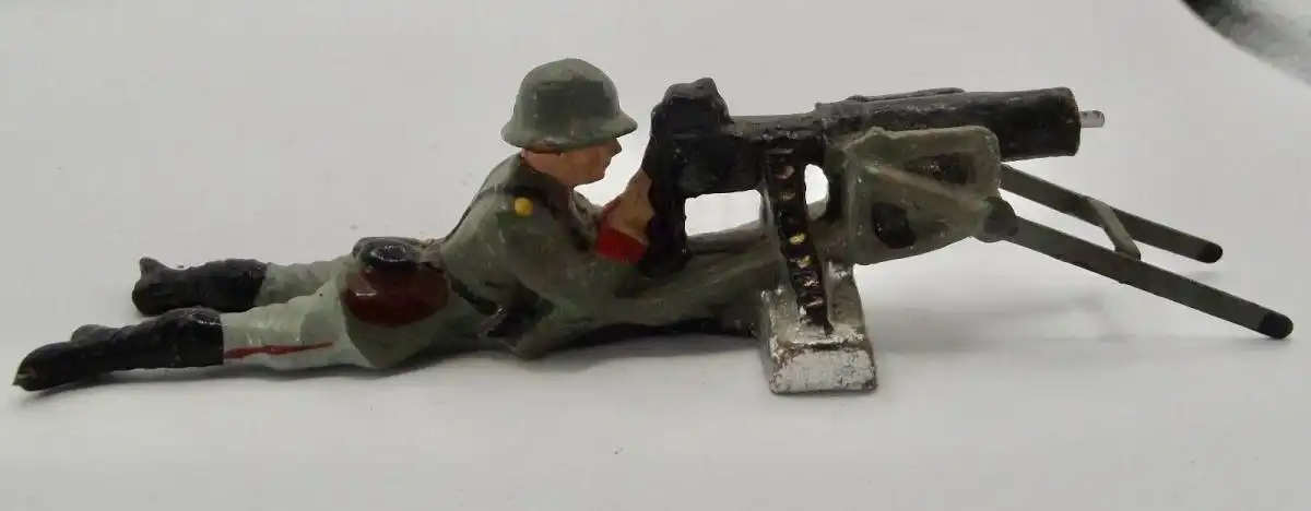Hausser Elastolin Heer :  Wehrmacht Soldat liegend mit Maschinengewehr