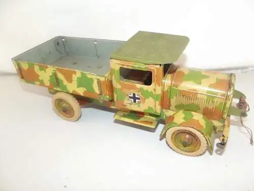 Militär LKW Lastwagen für Lineol Elastolin Seilwinde Blechspielzeug 24 x 9 cm