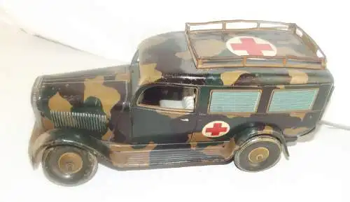 Tippco Krankenwagen Sanitätsauto mit Fahrer für Elastolin -Lineol Blechspielzeug