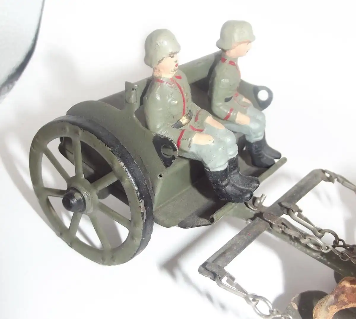 Für Lineol und Elastolin Pferde Gespann mit Blech Kutsche 3 Soldaten 2