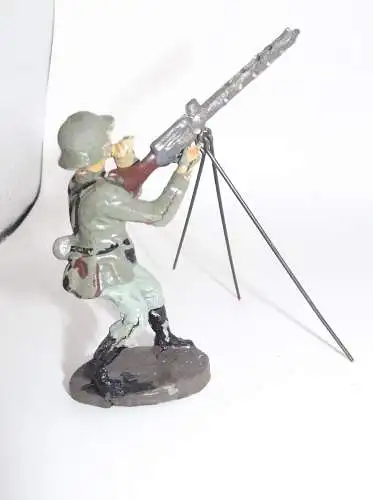 Elastolin, Lineol: Flugabwehr Soldat mit Maschinengewehr mit Stativ