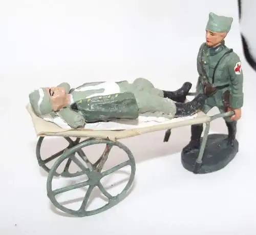 Elastolin : Rotes Kreuz Soldat mit Fahrbahre Krankenliege Lazarett Top