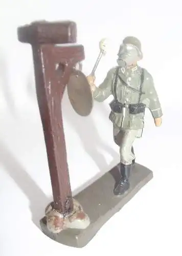 Lineol 7,5 cm Seltener Soldat mit Gasmaske Gas Alarm