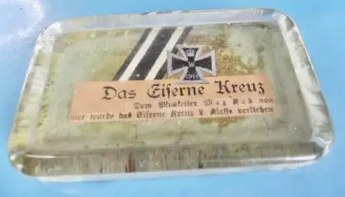 Reservistika Paperweight Briefbeschwerer Glas Das Eiserne Kreuz 1914