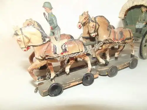 Lineol, Elastolin, WW2 Wehrmacht mit Blech Planwagen mit Soldaten um 1937