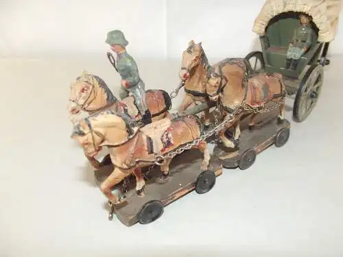 Lineol, Elastolin, WW2 Wehrmacht mit Blech Planwagen mit Soldaten um 1937