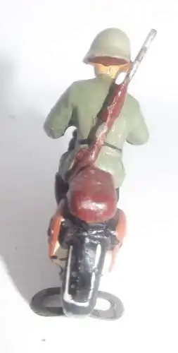 Lineol, Elastolin, Motorrad Fahrer WK2 Soldat Kradmelder Krad 7,5 cm x 5 cm