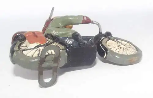 Lineol, Elastolin, Motorrad Fahrer WK2 Soldat Kradmelder Krad 7,5 cm x 5 cm