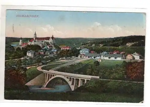 AK Baden-Württemberg ; Sigmaringen Ansicht mit Brücke Feldpost 1916