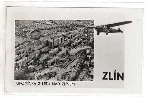 AK Tschechische Republik : Zlín Upomínka Z Nad Zli´nen Flugzeug über der Stadt