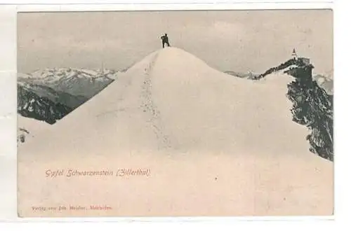 AK Österreich Tirol ; Gipfel Schwarzenstein mit Bergsteiger