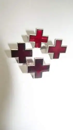 Original Uniform Kragenspiegel Abzeichen Metall Auflagen Rotes Kreuz 4 Stück