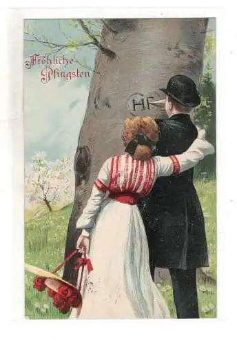 AK Fröhliche Pfingsten Liebespaar  Lithographie 1906