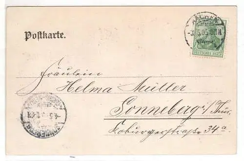 AK NRW ;  Aachen Bäume Äste Datum 1905 Rathaus, Dom, Elisenbrunnen Lithographie